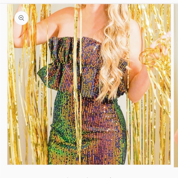 Thirty Thirty Blue multicolor sequin HOCO dress size large - Picture 10 of 11